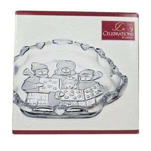 Mikasa Celebrations Sweet Dish Carolers Holiday Christmas Glass Embossed